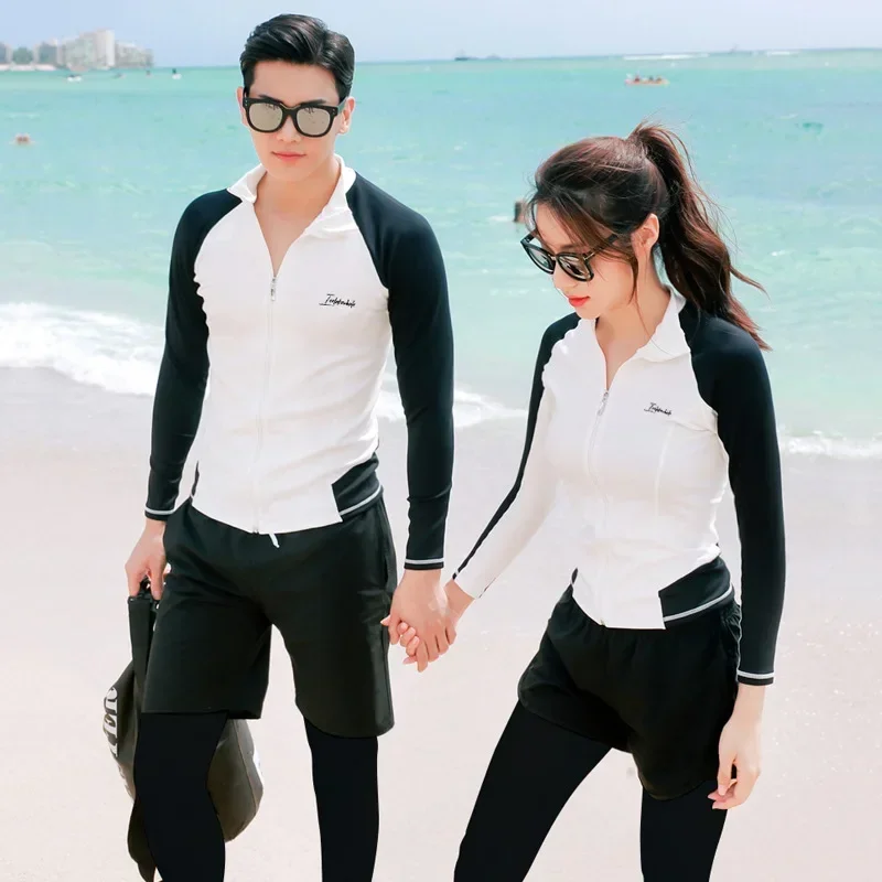 Korean Couple Split Diving Suit Women Men's Snorkeling Surfing Swimsuit Conservative Sun Protection Swimwear Beach Sports Pants