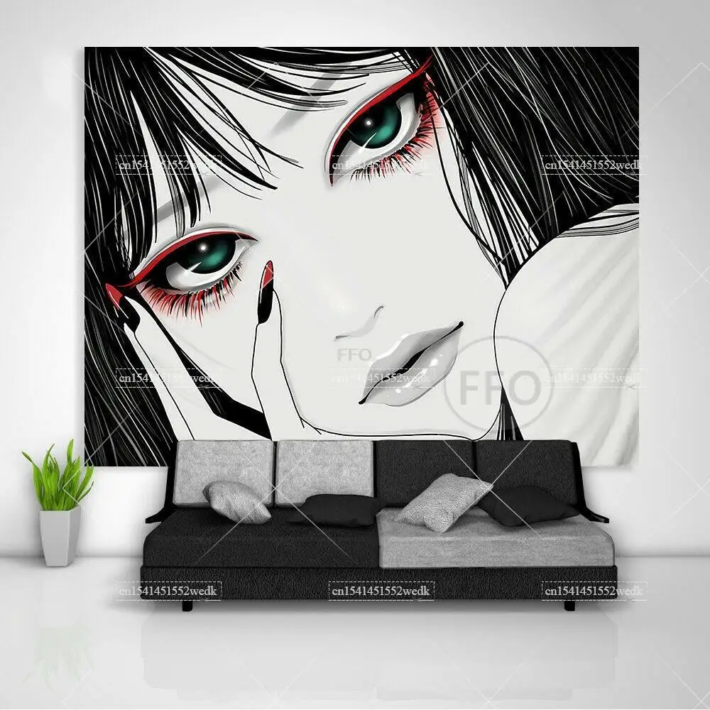 Kawaii School Girl Tapestry Wall Decor Anime Tapestry Manga Aesthetic Room Decoration Meme Tapestries Art Poster Home tapestry decorations