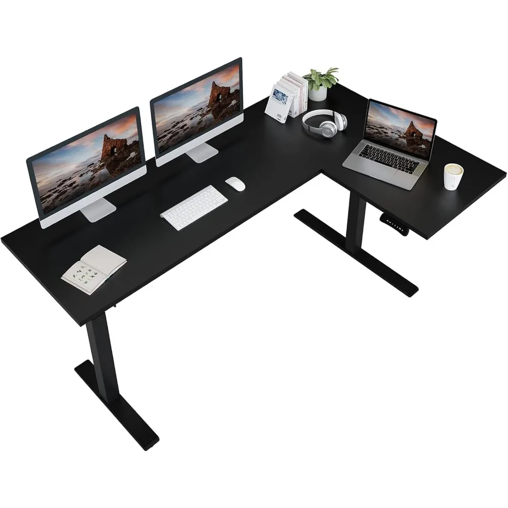 L Shaped Computer Desk, 71x48 Inch Dual Motor Electric Corner Sit Stand Up Table, Height Adjustable, for Home Work, Gaming Desk 2