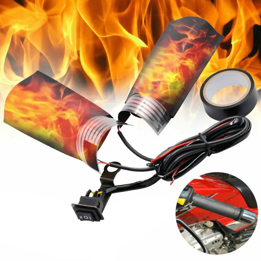 

12v Motorcycle Heated Hand Grips Pad Handlebar Warm Cover Heater Black Temperature Adjustable For Motorcycles E-bike S1l9