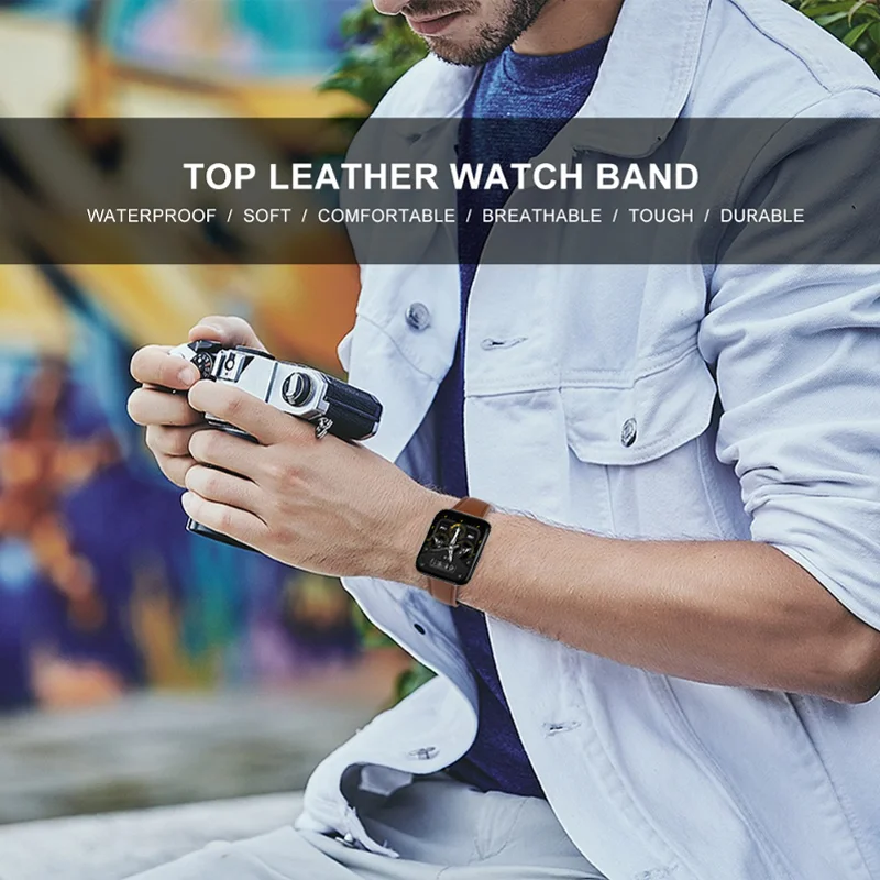Premium Leather Strap for Smartwatch - Elegant Replacement Wristband Bracelet