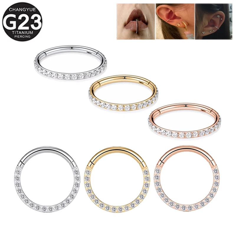

10PCS F136 Titanium Earrings Zircon Septum Piercing Nose Rings Hight Segment Lip Rings Cartilage Tragus Helix Piercing Jewelry