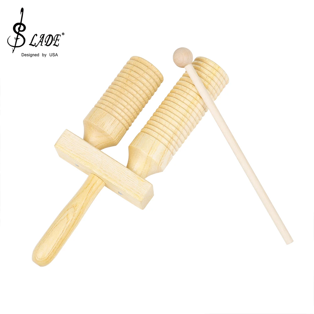 SLADE Toddlers Music Toys Wooden Environmental Double-Tone Tube Maracas Percussion Musical Instrument Children Gift With Stick