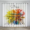Music Stage Electric Guitar Shelf Drum Instrument Design Sunshade Curtains Living Room Bedroom Home Decoration Thin Curtains 4