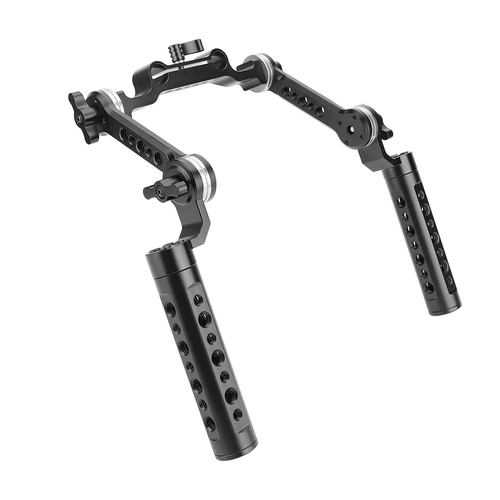 KIMRIG Aluminium-Käse-Handgriff-Rig mit verstärkendem ARRI-Rosetten-Magiearm und 15 mm Stangenklemme für DSLR-Schultermontage-Rig – Detail 1