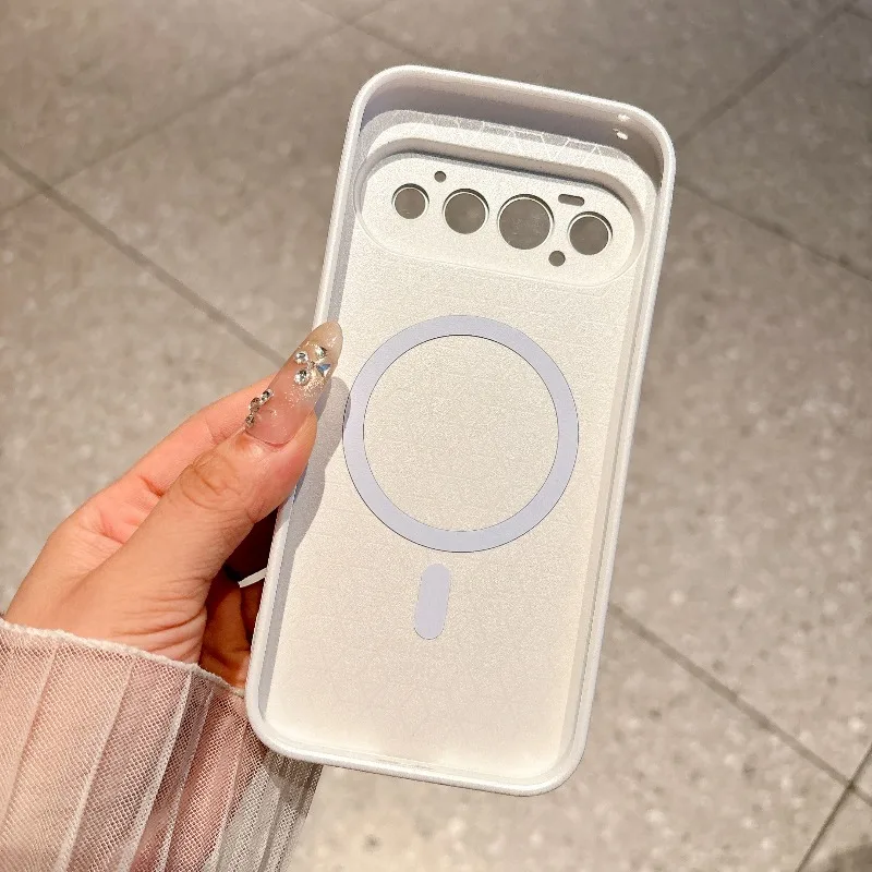 Leather Texture Magnetic Wireless Charging Cover with Camera Protection