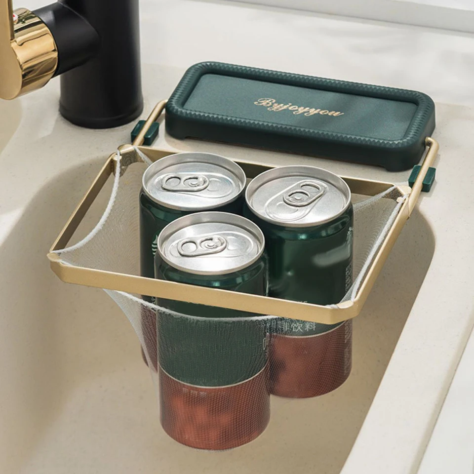 Kitchen Sink Filter Rack Foldable Sink Strainer Mesh Bag Stand Waste Garbage Net Shelf Anti-Clogging Disposable Garbage Mesh Bag