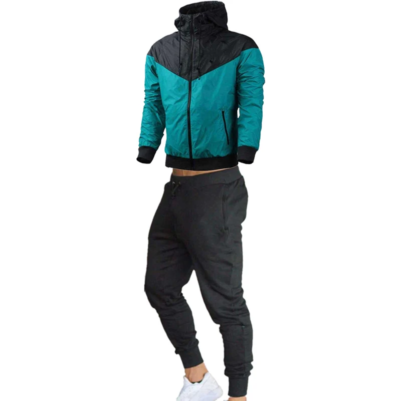 Windproof Warm Hooded Jacket Men's Sports Suits Drawstring Trousers New Zipper Pocket Outerwear Male Daily Casual Two Piece Sets men s suit embroidery brand spring autumn winter new sports hoodie jacket two piece trousers fashion casual hip hop street suit