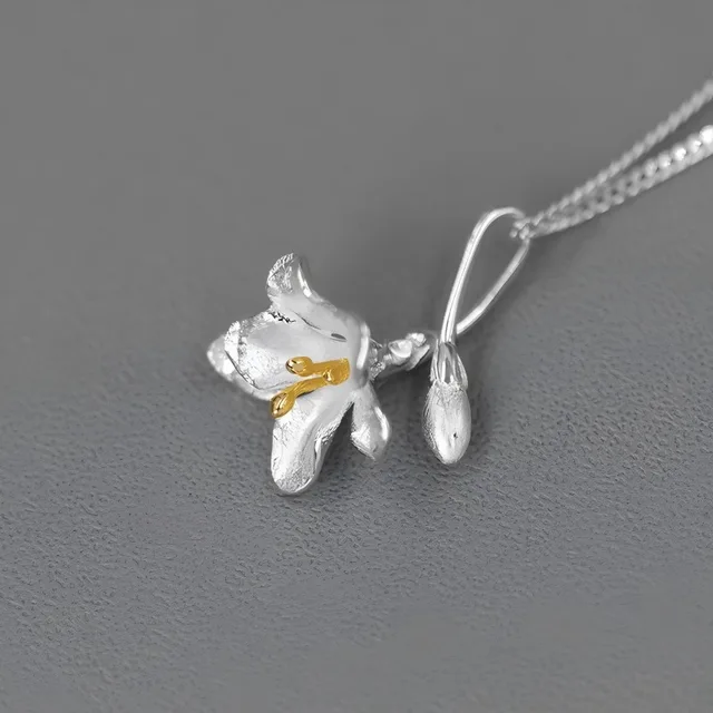Freesia Flower Silver Necklace - Image 4