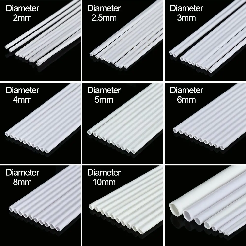 10 pz tubo cavo di plastica ABS tubo tondo fai da te fatto a mano sabbia materiale da tavolo modello diametro 2mm/2.5mm/3mm/4mm/5mm/6mm/8mm/10mm  15