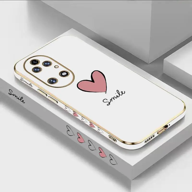 Custodia Per Telefono Con Placcatura Di Lusso A Cuore Rosso Grande Per Huawei P50 P40 P30 P40 Lite P20 Pro Nova 10Se 9Se Mate 50 40 30 Pro Cover