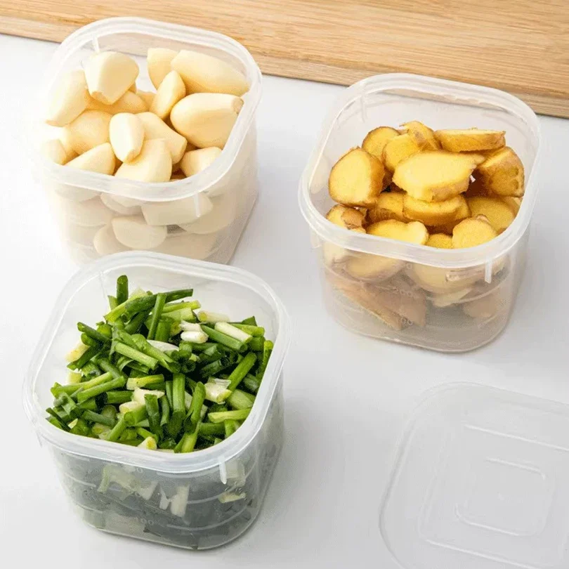 Food Storage Container 6 Grids Vegetable Fruit Fresh-keeping Box with Lid for Refrigerator Kitchen Spice Seasoning Storage Jar