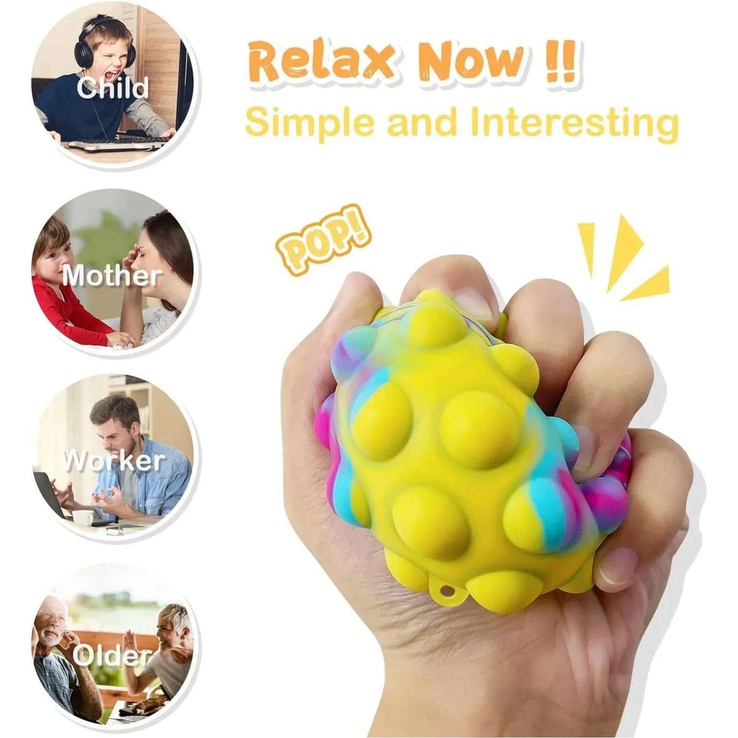 Push Pop Bubble Sensory Fidget Stress Ball For Anxiety Relief_voghion.com