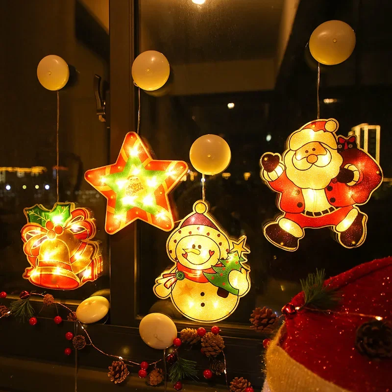 

Suction Cup LED Christmas Lights Santa Claus Snowman Elk Style Window Decoration Festival Light for Christmas Home Room Decors