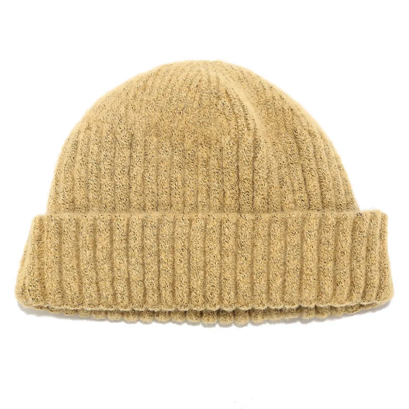 Ladies Beanies Plain Acrylic Knitted Winter Hats for Women Men Short Cuff Cap Navy Khaki Yellow Green Black 5