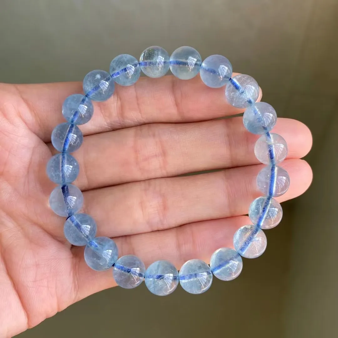 

8mm Natural Blue Aquamarine Stone Bracelet Jewelry For Women Lady Men Healing Gift Crystal Reiki Gemstone Beads Strands AAAAA