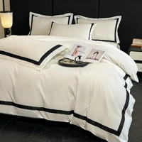 2025 Luxury Hotel Bedding Sets Thick Brushed Bed Sheets White Duvet Cover Set Pillowcase Four Piece Fully Enclosed for Home Gift 3