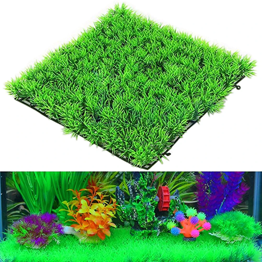 1Pcs 25cm x 25cm Hot Artificial Water Aquatic Green Grass Plant Lawn Aquarium Fish Tank Landscape