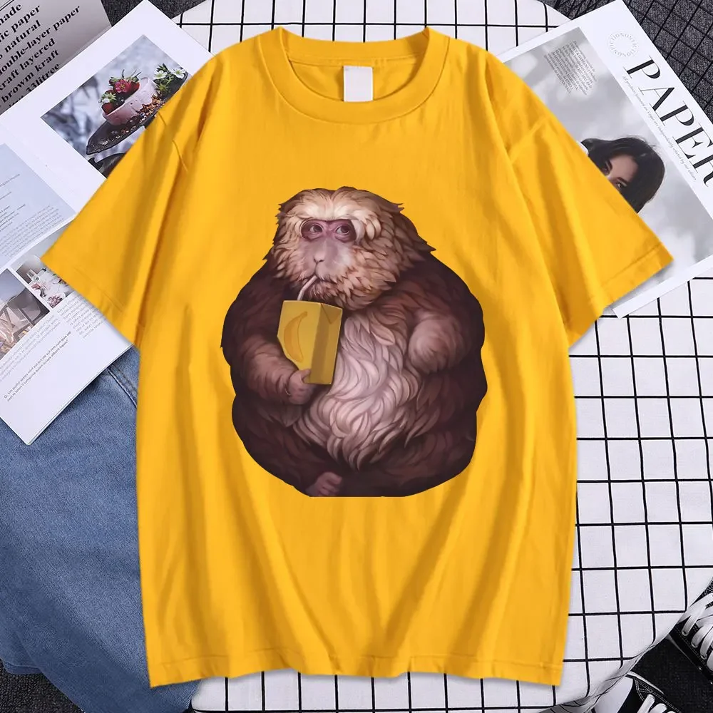 面白い Zoon XingXing 猿グラフィックプリント Tシャツ夏の綿半袖 T