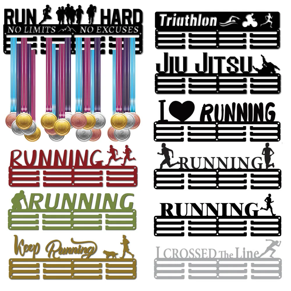 Running Medal Holder Sport Athlete No Limits No Excuses Medals Hanger Display Stand Wall Mount for Runners for Medalist Soccer