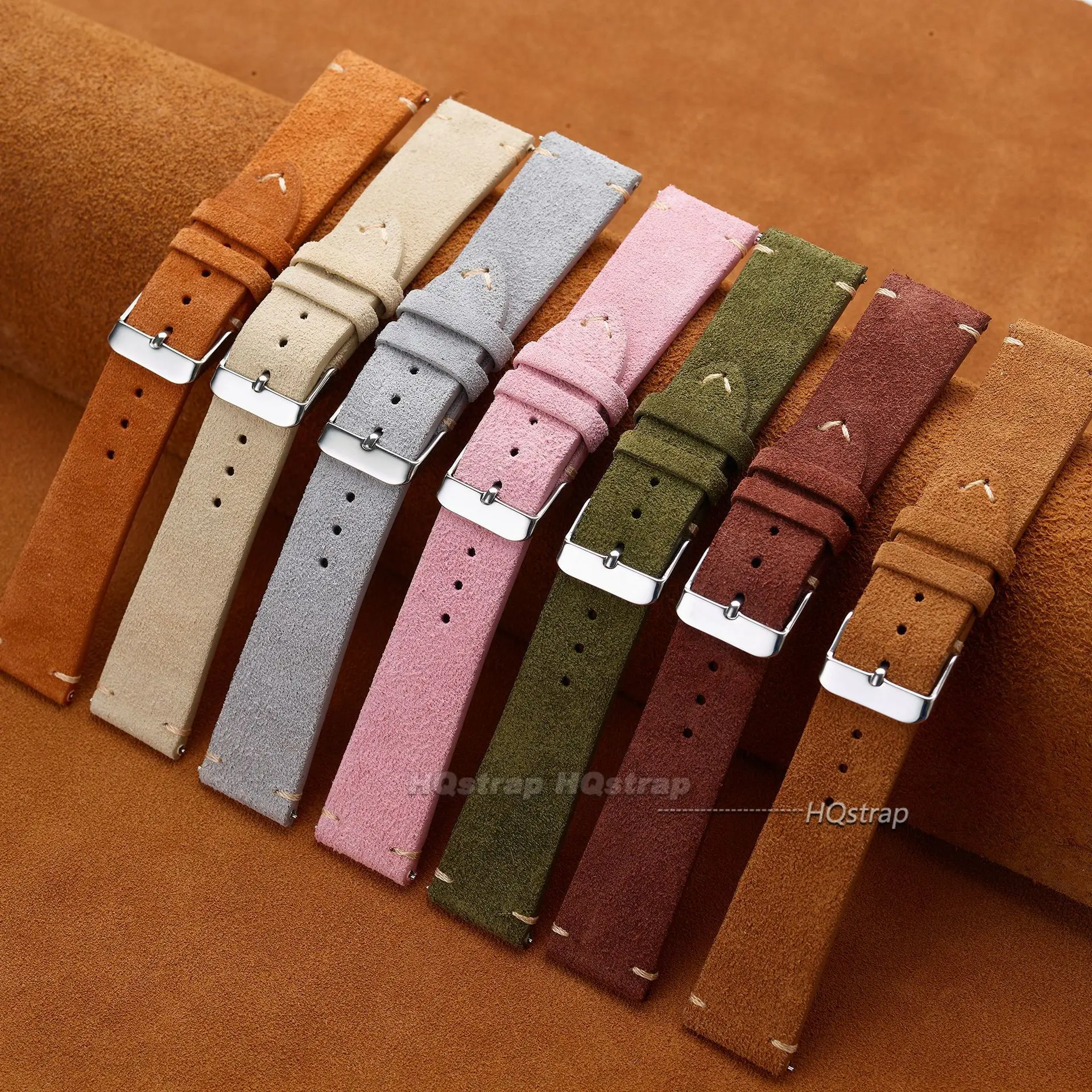 Classic Vintage Suede Leather Watch Strap in Calfskin