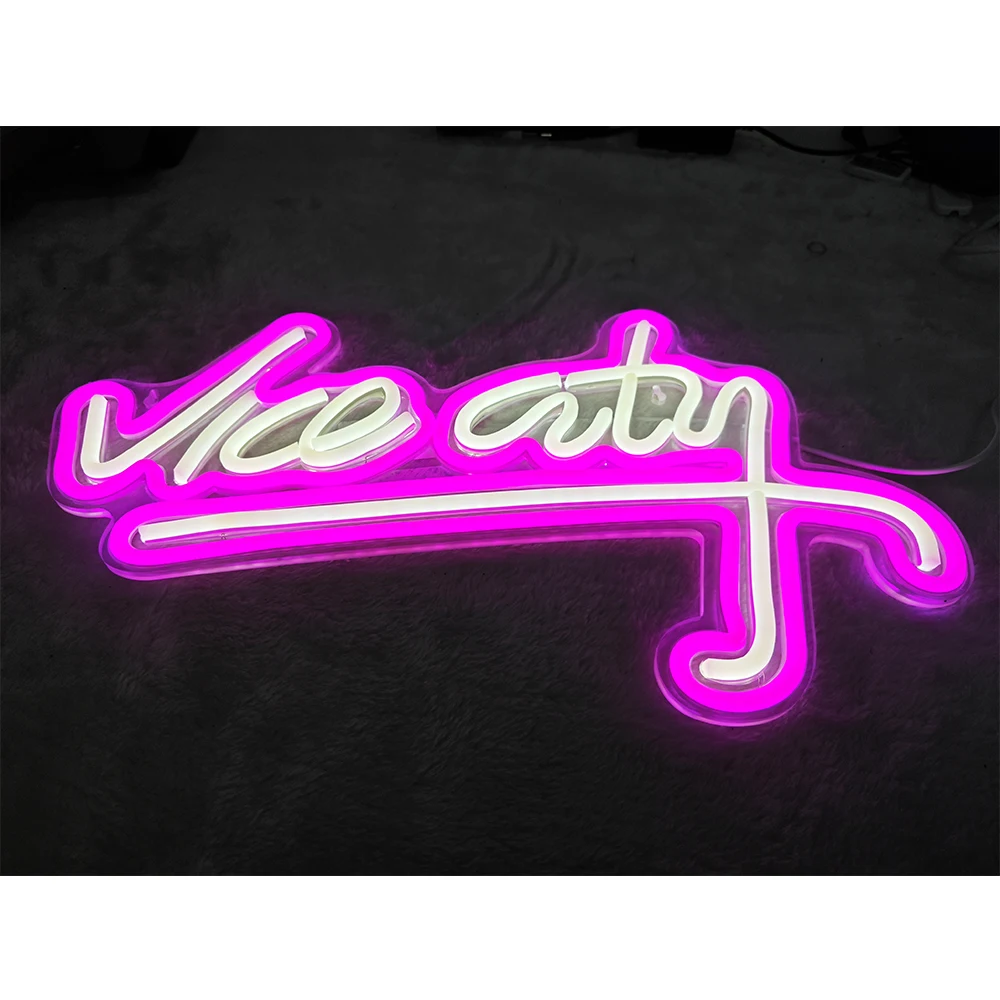 Neon Sign Vice City for Wall Decor USB Powered LED For Bedroom Game Room Bar Party Decor Man Cave Home Artwork Gifts