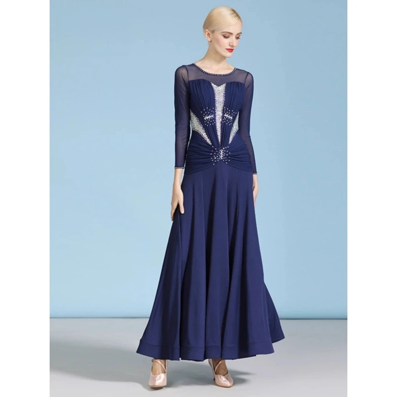 Sparkling Diamond-Encrusted Modern Dresses Ballroom Costumes Waltz Practice Ballroom Dresses