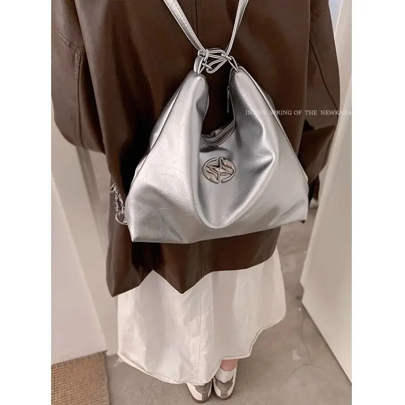 JIAERDI Sweet Cool Black Mochila Women Vintage Pu Leather Chain Chic Y2k Backpack Female Retro Casual Shoulder Bags Handbag New