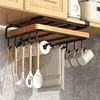 Stainless steel Kitchen Hanging Organizer Rack with Hooks Paper Towel Rag Hanging rack Cutting Board Pot Cover Storage Shelf 1