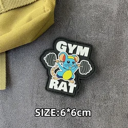 Fitness Weightlifting Embroidery Patch - Panda Monkey Hook and Loop Dumbbell Design (J)