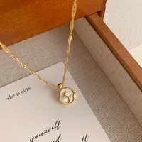 Collier avec pendentif Rose en métal pour femmes, coquille ronde irrégulière, en acier inoxydable, chaîne de cou Sexy, bijoux de luxe de fête, nouvelle collection 2025 5