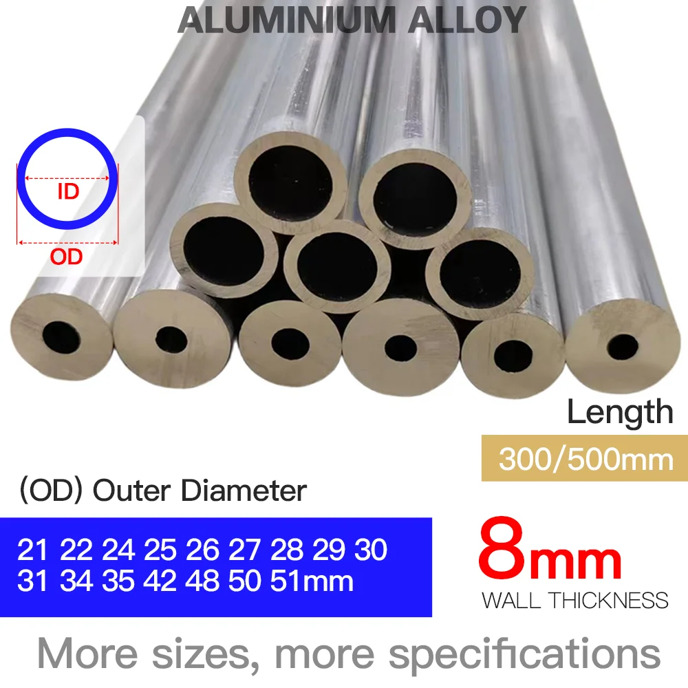 2 Tubes Aluminium 6063 Sans Soudure - 30cm X 15mm OD X 10mm ID, Pour Bricolage Et Projets DIY