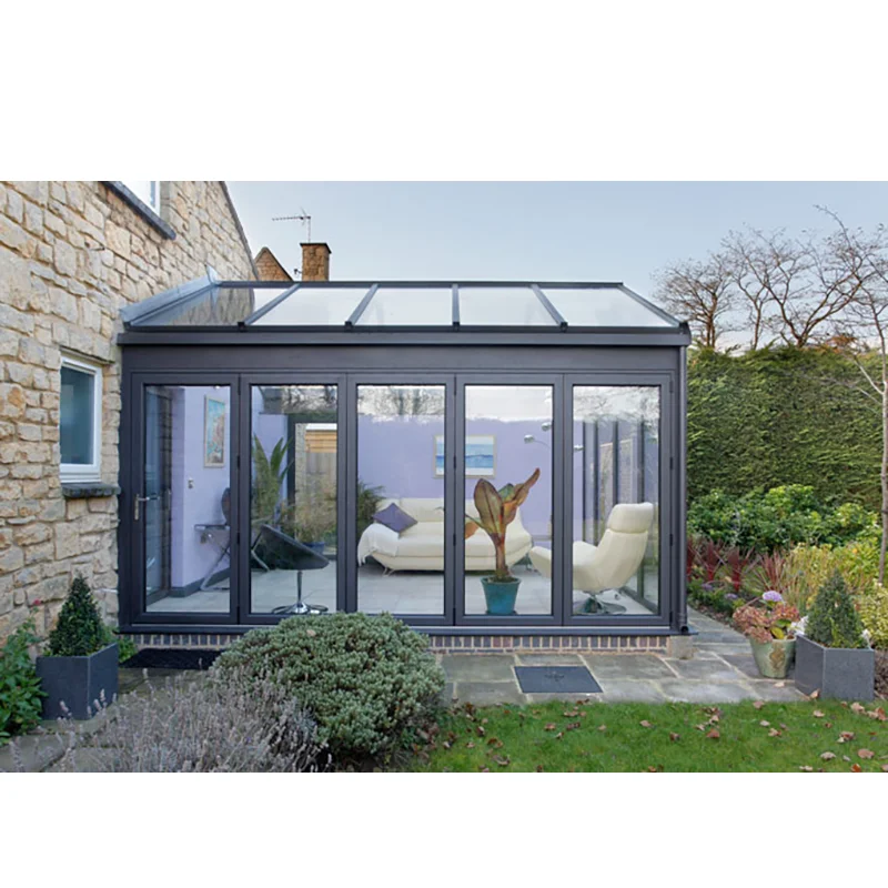 Balcony Free Standing Winter Garden Aluminum Frame Slant Roof Sunroom Solarium Glass House Sun Room