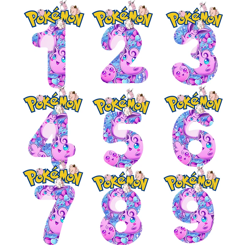

Cartoon Pokemon Kids Birthday Lucky Number DIY Thermal Stickers Patches for Clothing Fashion Cartoon Iron on Patches for Clothes