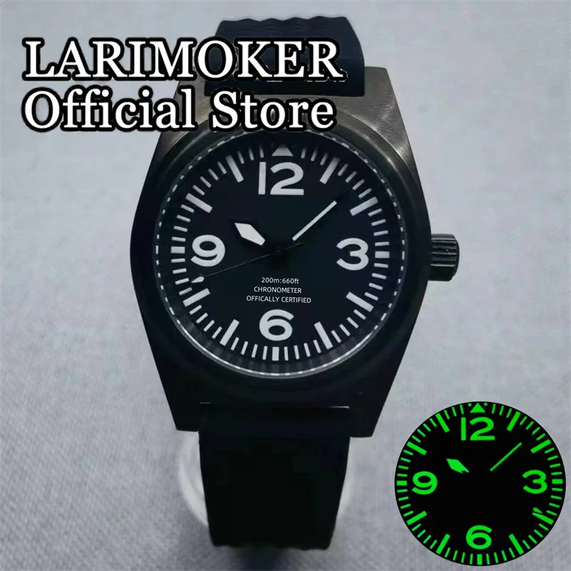 LARIMOKER Neue 38mm Hochwertige Saphirglas Edelstahl NH35/PT5000 Automatikwerk 100m Herren Tauchen Mechanische Uhr – Detail 3