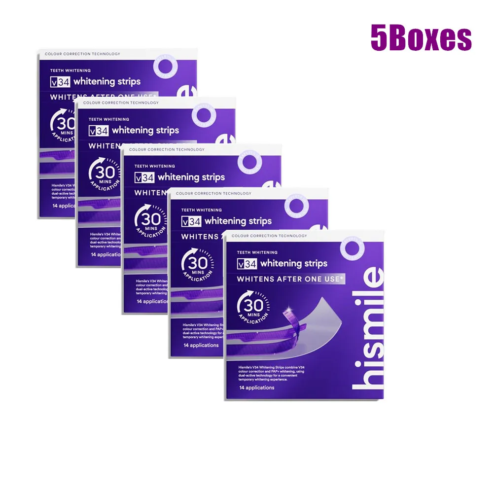 V34 tiras de clareamento remover manchas de placa dentes roxo tiras de cuidados de clareamento suave para dentes sensíveis proteger esmalte oral 8
