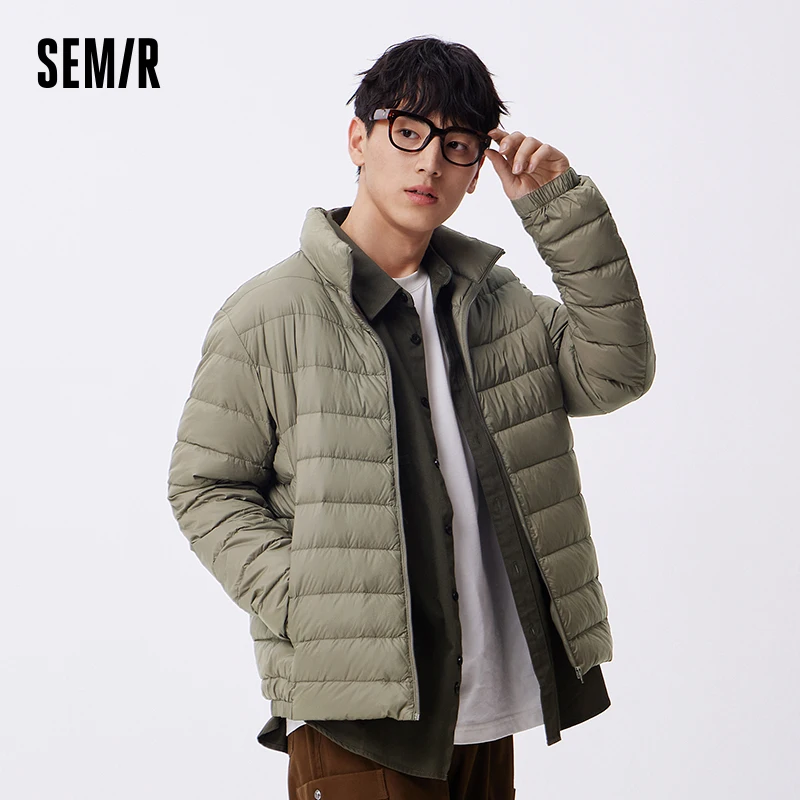Semir Down Jacket Men Three-Proof Lightweight Short Jacket New Winter Warm Solid Color Versatile Collar Top