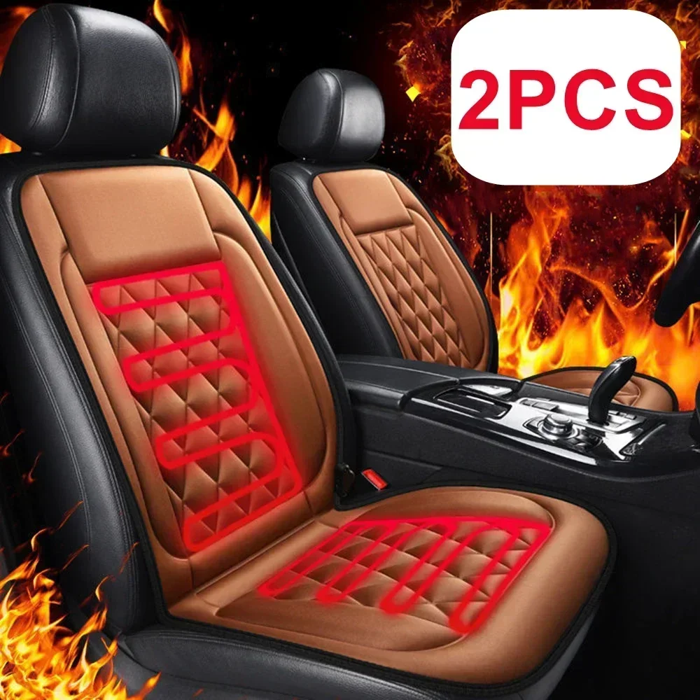 2PCS Winter Heated Car Seat Cover Heating Warmer Car Seat Cushion Auto Universal Car Seat Protector Cover Pad Car Accessories