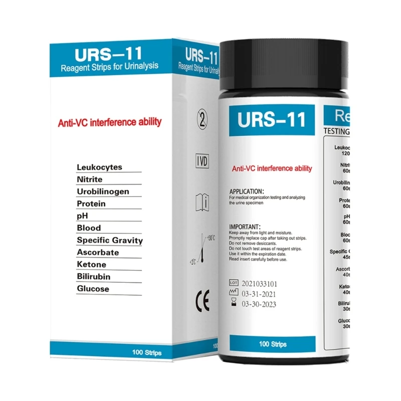 Urinary Tract Test Strips Urinalysis Strips Testing Leukocytes Urobilinogen Urine Test 100Pcs
