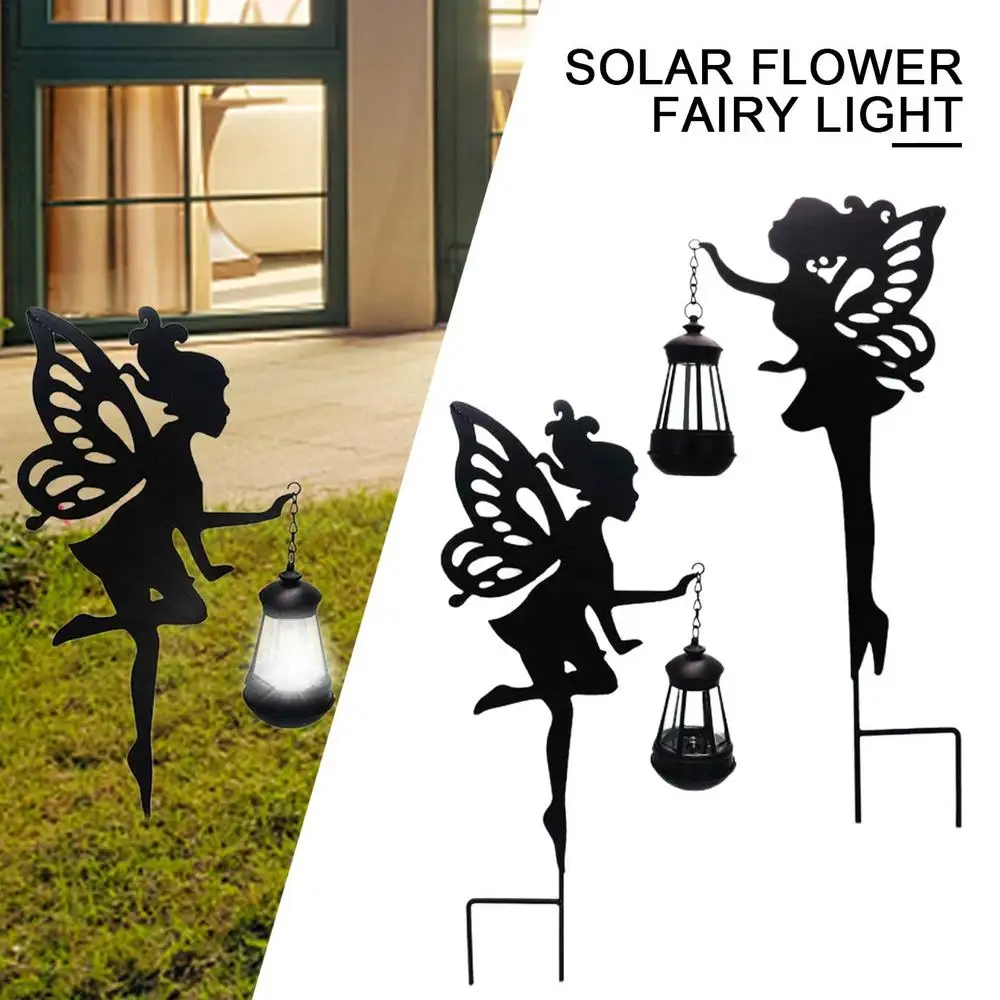 Flor solar lanterna de fadas inserção à