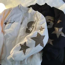 

2021 winter Vintage trendy cotton jacket / jacket jacket letter Embroidered Baseball Jacket trendy ins cotton jacket for men