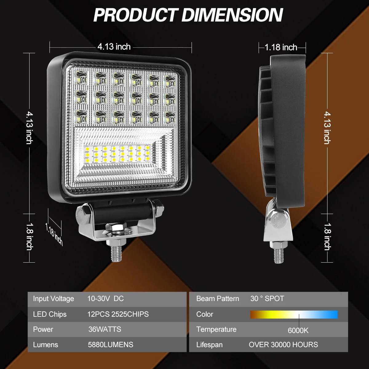 4inch 12V 24V 126W Led Work Offroad 42leds Working light for Truck Tractor SUV Car Led Headlights Off road 4x4 acessorios Bar