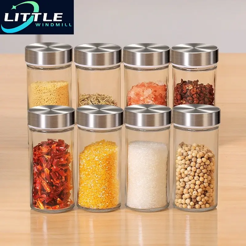 Seasoning Jar Stainless Steel Lid Glass Bottle