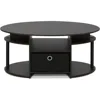 Simple Design Oval Coffee Table with Bin for Living Room, Walnut, Café Tables 6