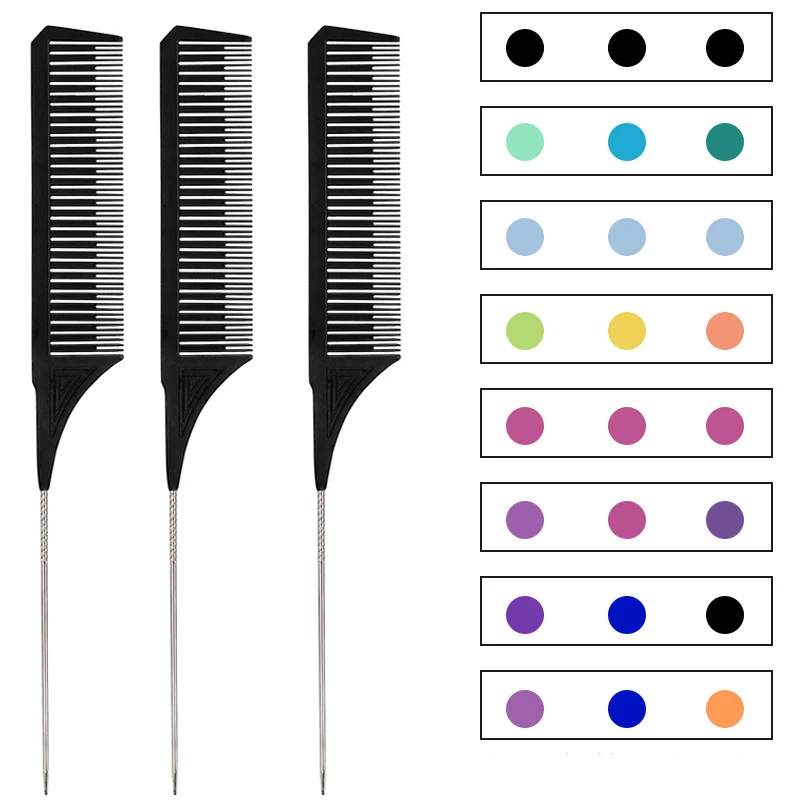 New Highlight Comb Point-tail Plastic Comb Hair Salon Color Brush Modeling Comb Hair Tool 3pcs/set stonego 3pcs 90 degrees countersink bit deburring drill bits tapper hole cutter hand tools wood soft metal plastic chamfer