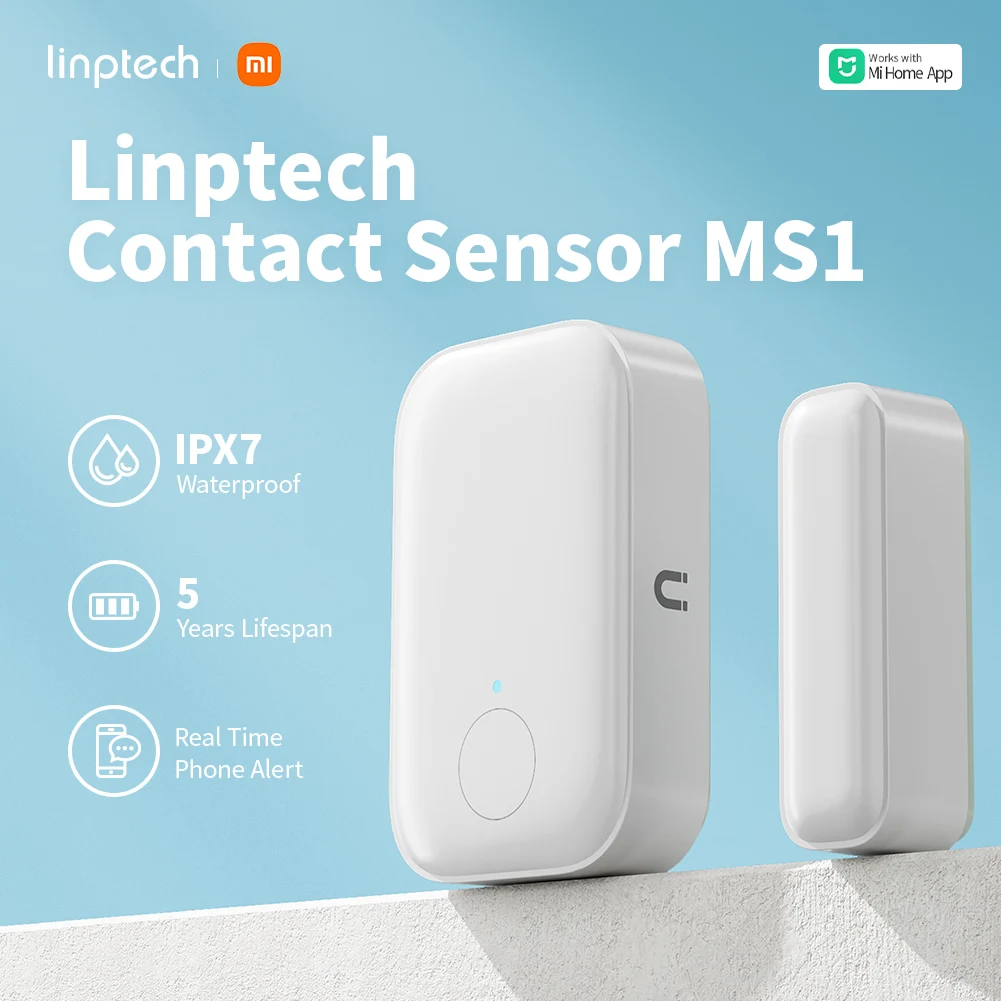 

Linptech Door Window Sensor MS1,Xiaomi Contact Sensor IPX7 Waterproof , 5 Years Battery Life for Smart Home Works with Mijia App