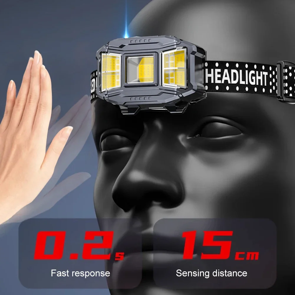 Waterproof COB LED Headlamp USB Charging for Outdoor Night Fishing