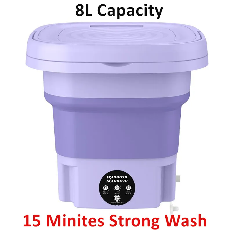 8l Big Capacity Foldable Washing Machine Portable Mini Socks Underwear
