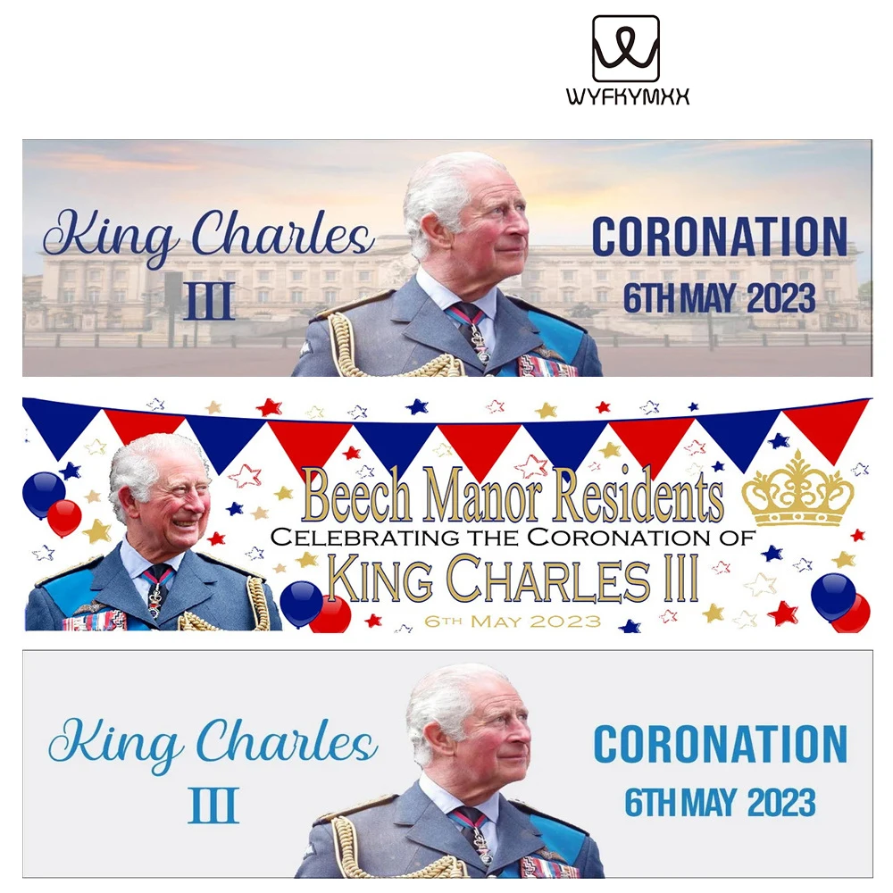 

2023 England's King Charles III Coronation Flag Wall Tapestry Hanging Cloth Wall Decoration College Dorm Home Tapestry 90x150cm