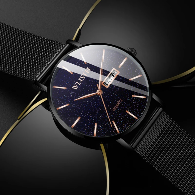 Men's Minimalist Stainless Steel Slim Casual Watch Men Wrist Watch Quartz Clock Water proof with Date